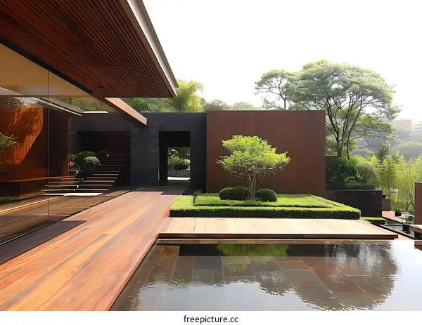 Modern House with Pool and Garden