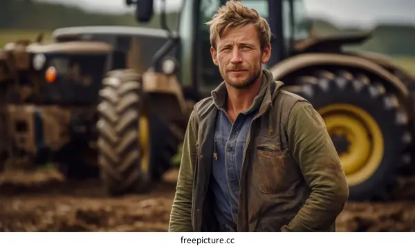 portrait of a male farmer standing in a field