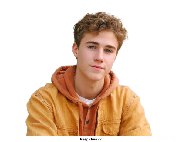 [Transparent Background PNG]Teenage Boy Portrait with Warm Color