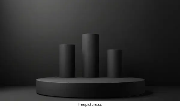 Modern Minimalist Black Cylindrical Display Platform