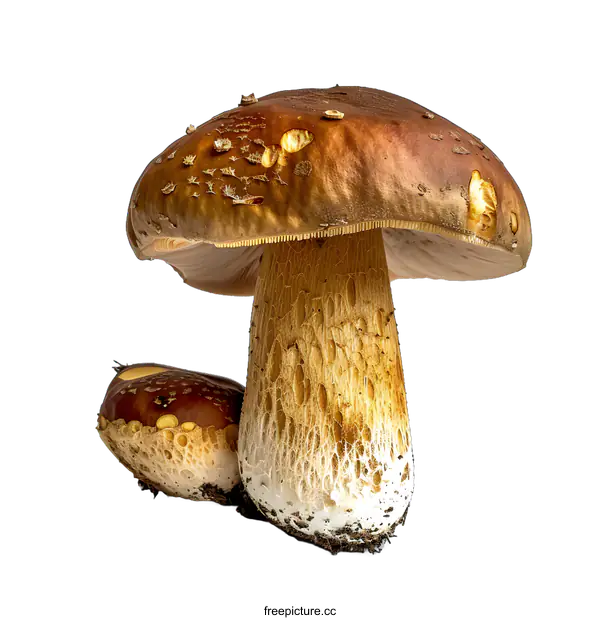 [Transparent Background PNG]Two Porcini Mushrooms Isolated on White Background