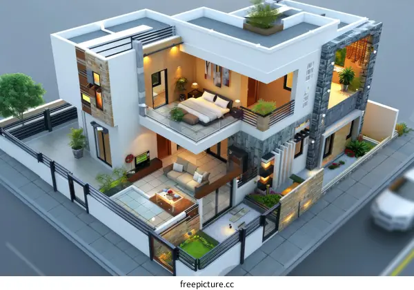 Modern House Design with Pool and Garden