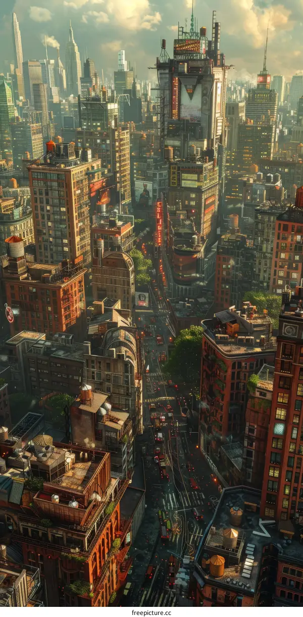 Futuristic Aerial View of a Cityscape