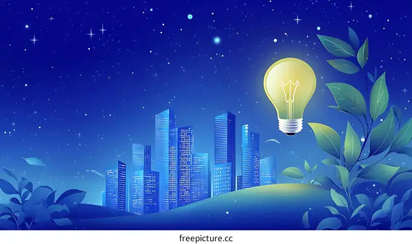 Night City Illumination with Creative Lightbulb
