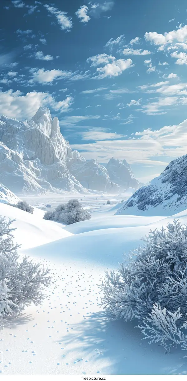 Winter Wonderland: Snow-Capped Mountains and Frosted Trees