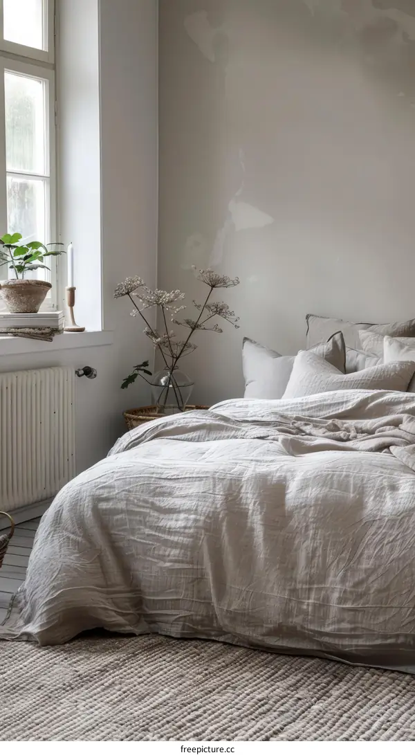 Neutral Color Bedroom with Scandinavian Style
