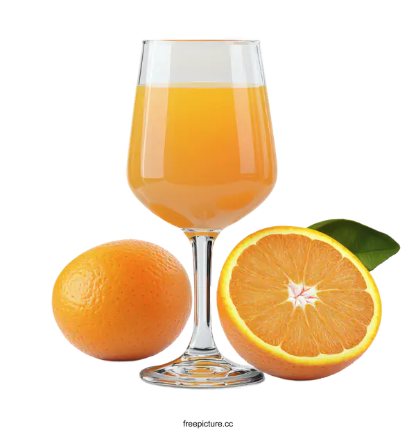 [Transparent Background PNG]Orange Juice in a Glass with Orange Slices