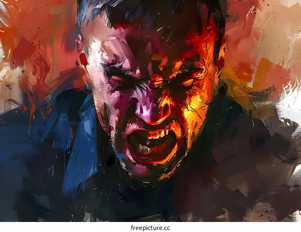Angry Man Portrait Digital Art Illustration