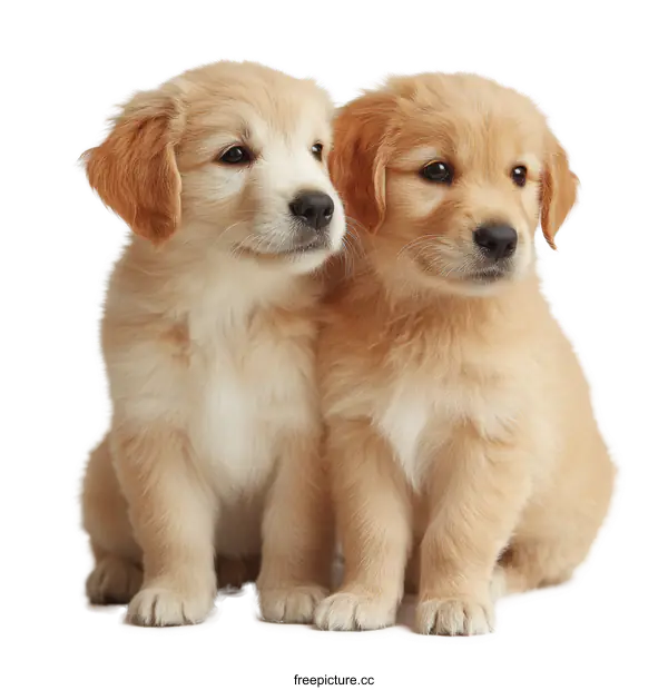 [Transparent Background PNG]Two Cute Golden Retriever Puppies