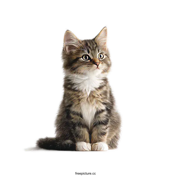 [Transparent Background PNG]Adorable Kitten Portrait on White Background
