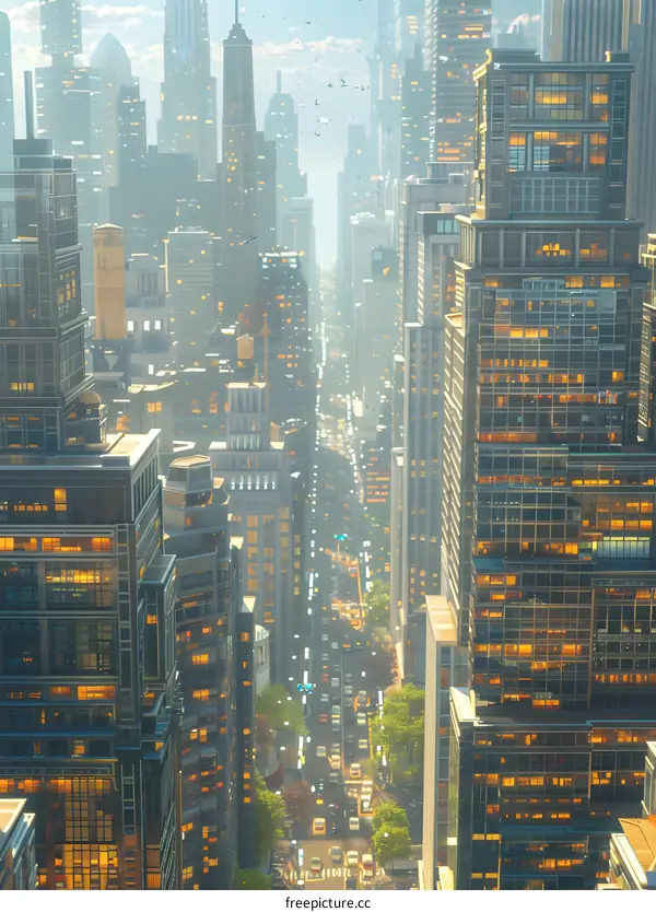 A towering cityscape