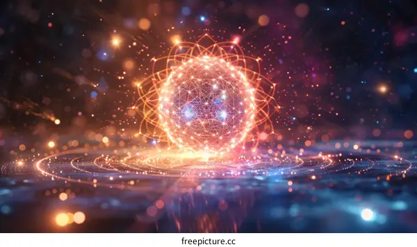 Digital Network Planet Earth Glowing Sphere