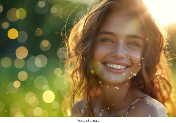 Beautiful Woman Outdoors in Sunlight