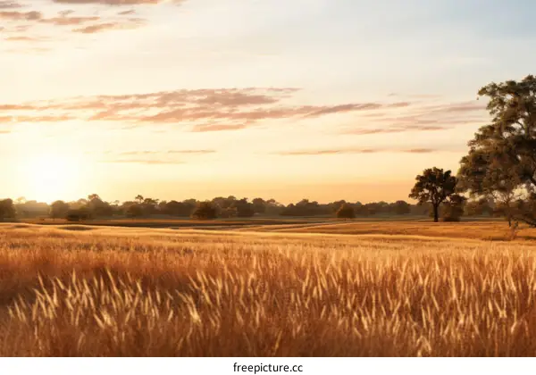 Tranquil African savanna landscape at sunrise