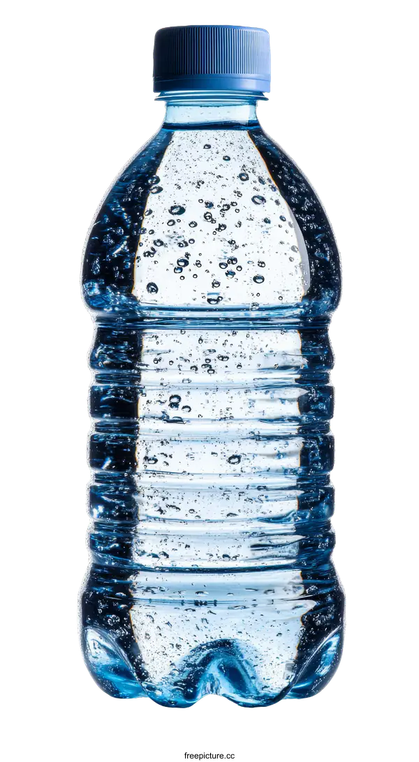 [Transparent Background PNG]Closeup of a Blue Plastic Water Bottle