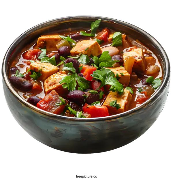 [Transparent Background PNG]Bowl of Spicy Vegetarian Chili