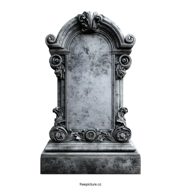 [Transparent Background PNG]Ornate Marble Tombstone Illustration