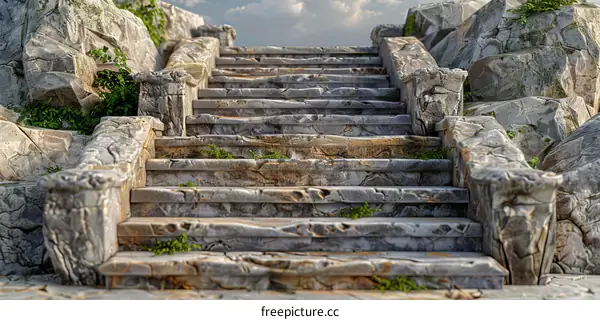 Ancient Stone Steps Leading to the Sky