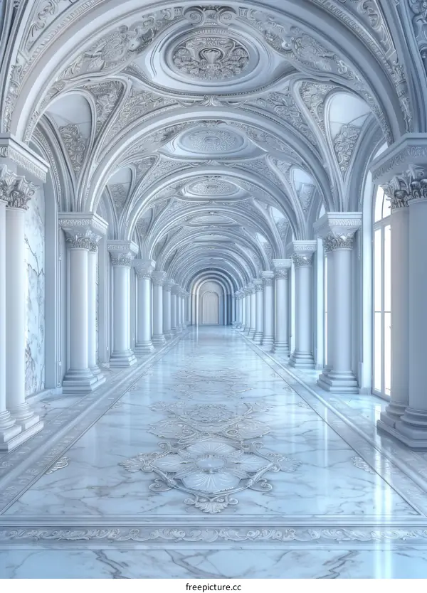 Elegant Classic White Marble Hallway