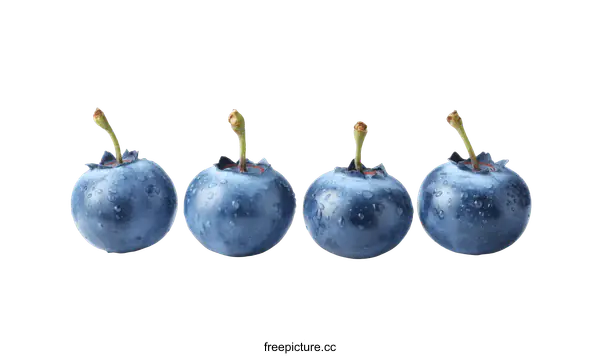 [Transparent Background PNG]Fresh Blueberries Arranged in a Row