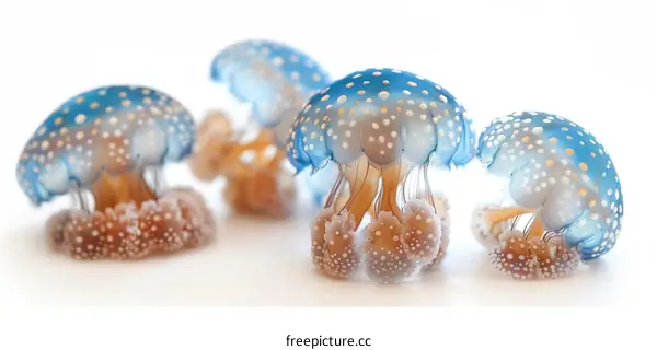 A group of jellyfish photographed up close