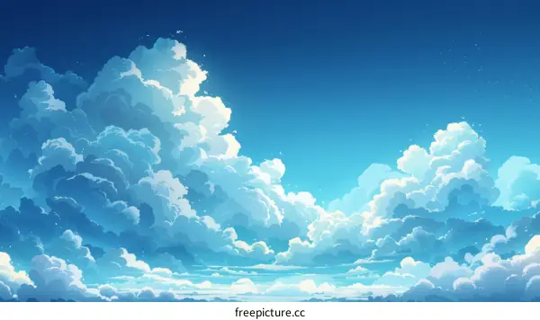 Anime Sky with Fluffy White Clouds