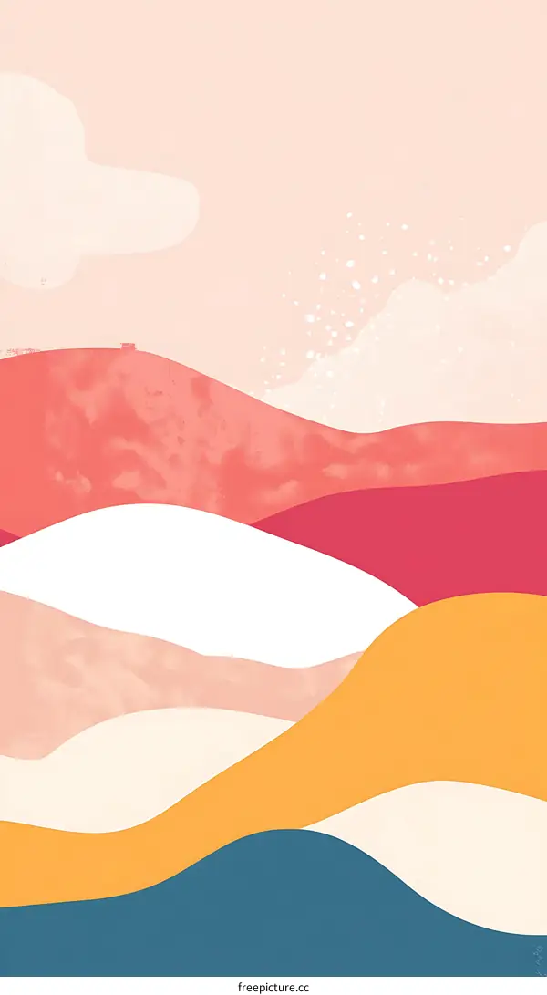 Abstract Landscape Art With Pink and Yellow Colors