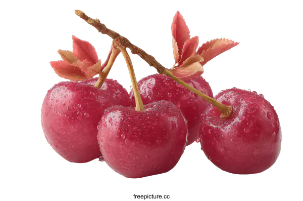 [Transparent Background PNG]Close-up of Fresh, Vibrant Cherries