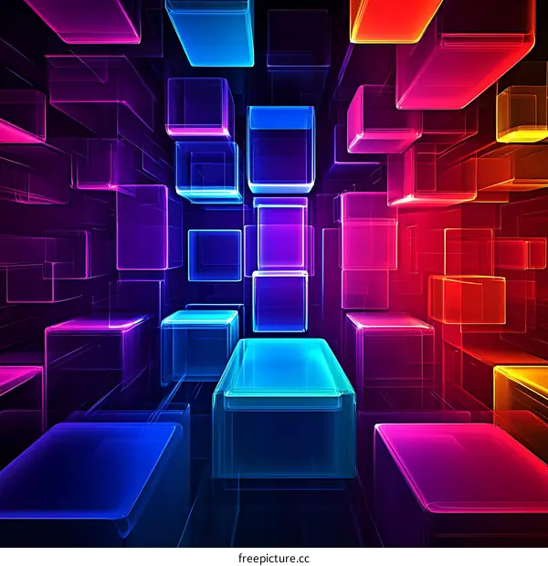 Abstract Colorful Geometric Cube Pattern