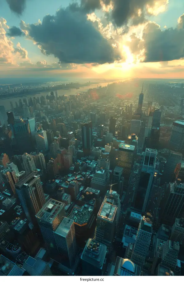 Breathtaking Sunset Over the Manhattan Skyline