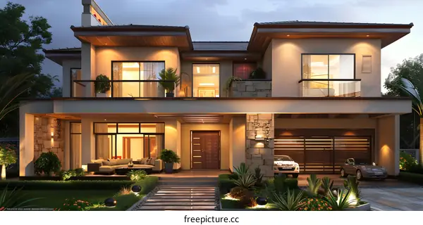 The exterior design of a modern house