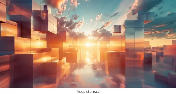 Futuristic Cityscape Sunset