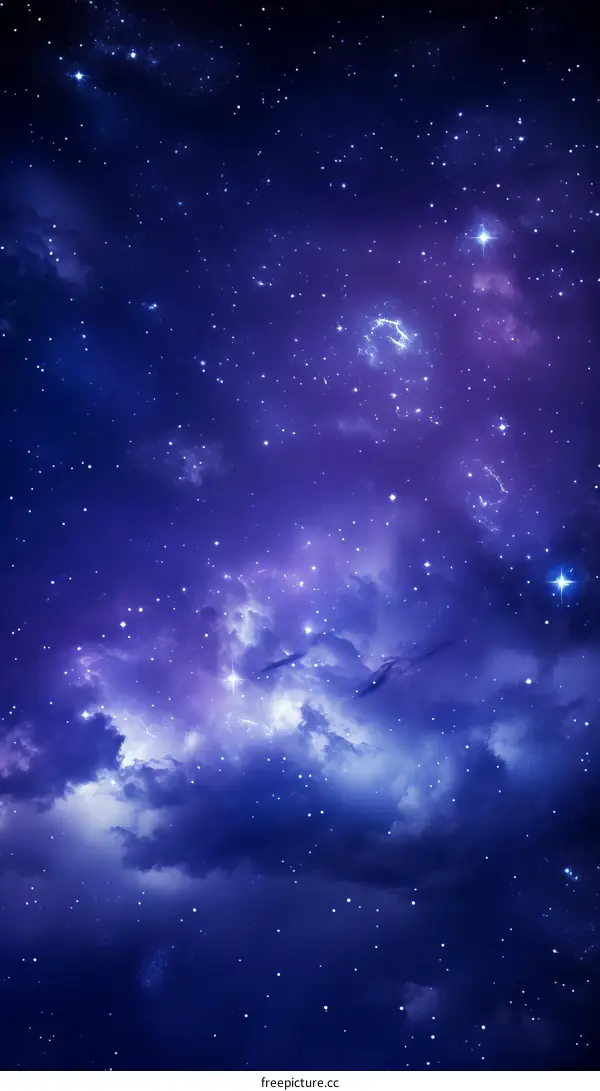 Starry Night Sky with Clouds