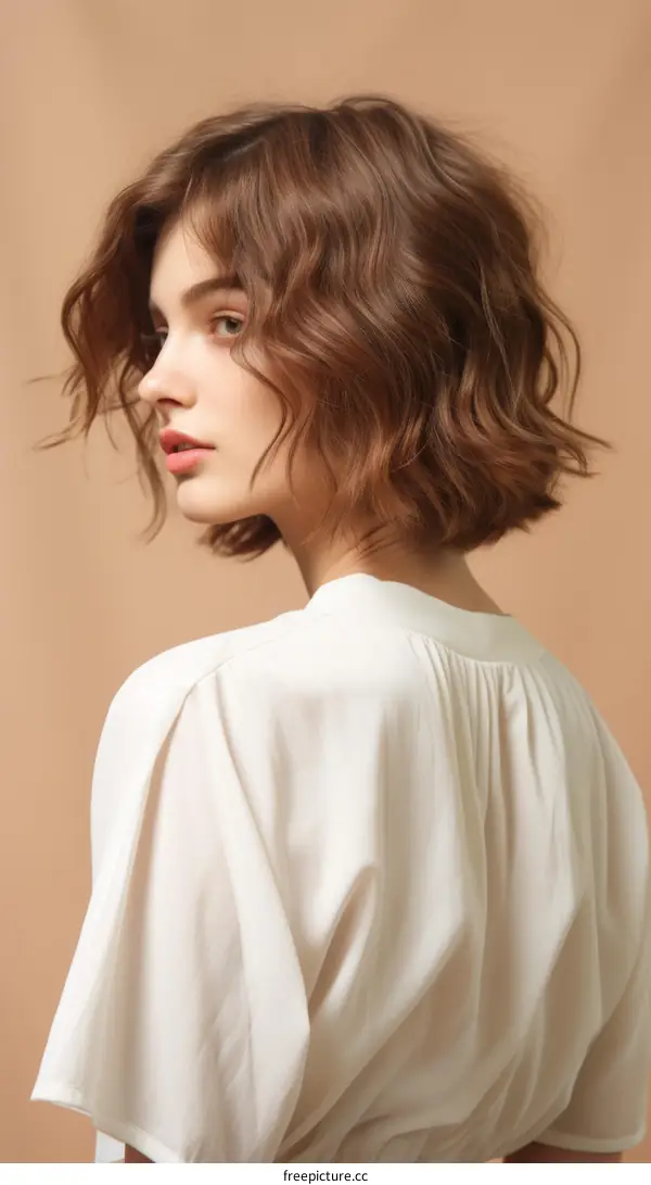 A blonde woman with short hair