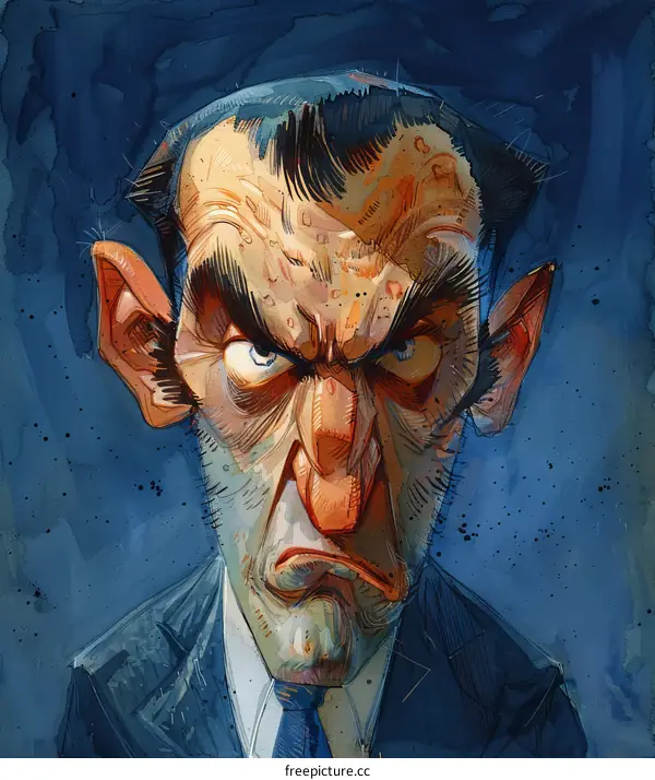 Angry Man Caricature Portrait
