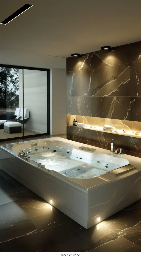 Modern Luxury Spa Tub in Stylish Bathroom