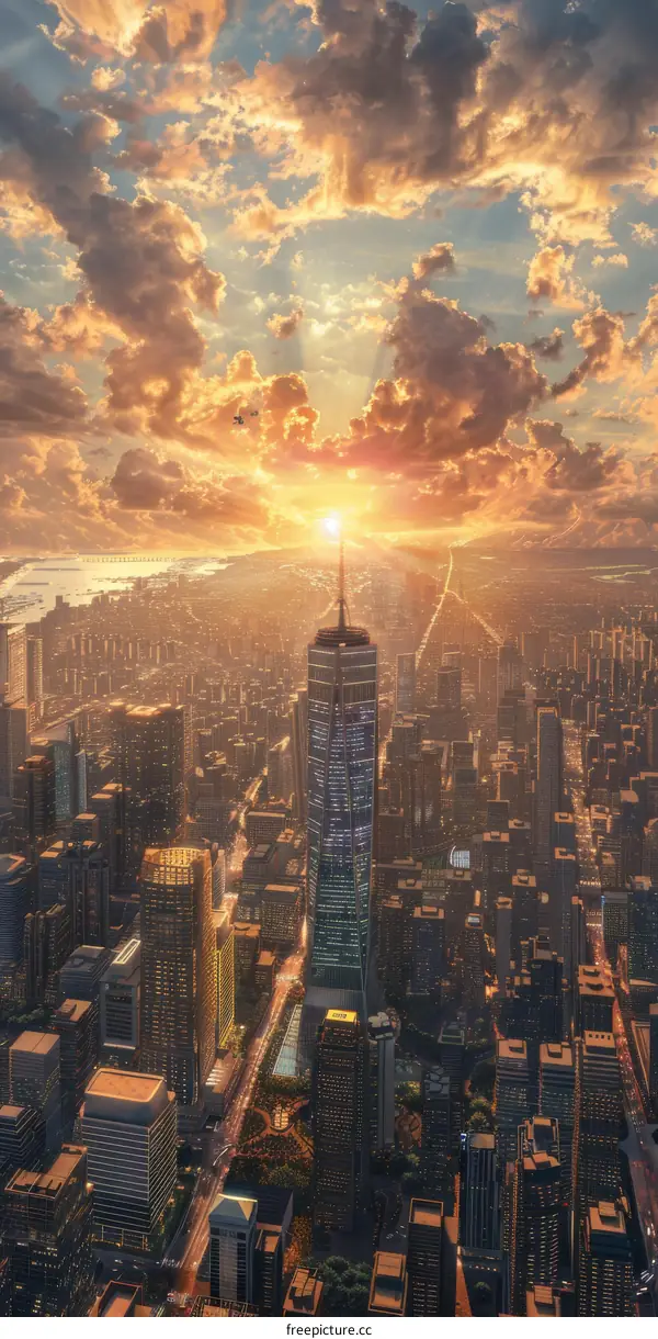 Stunning Sunrise Over New York City Skyline