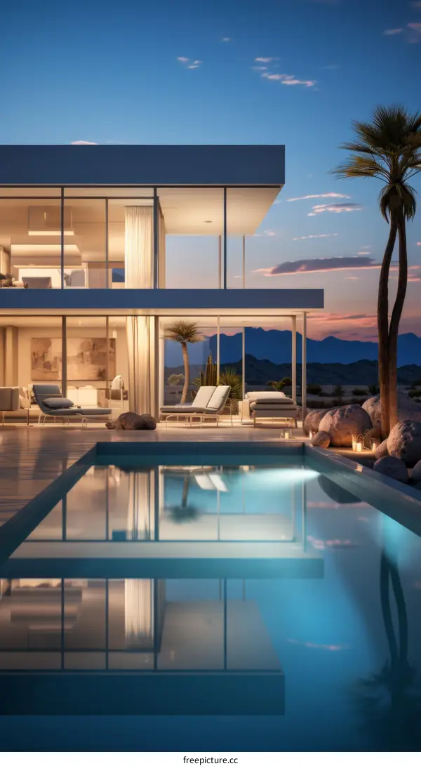 Modern Minimalist Desert House with Mountain Views
