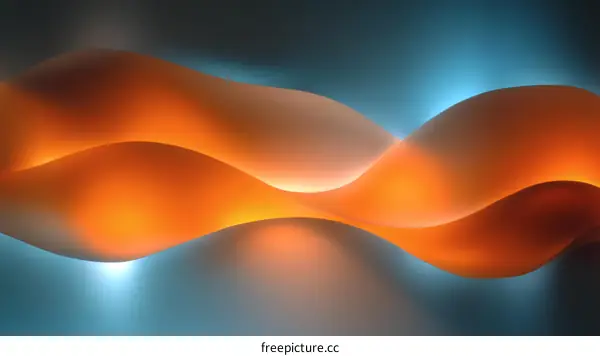 Abstract Wave Forms Design with Orange and Teal Hues