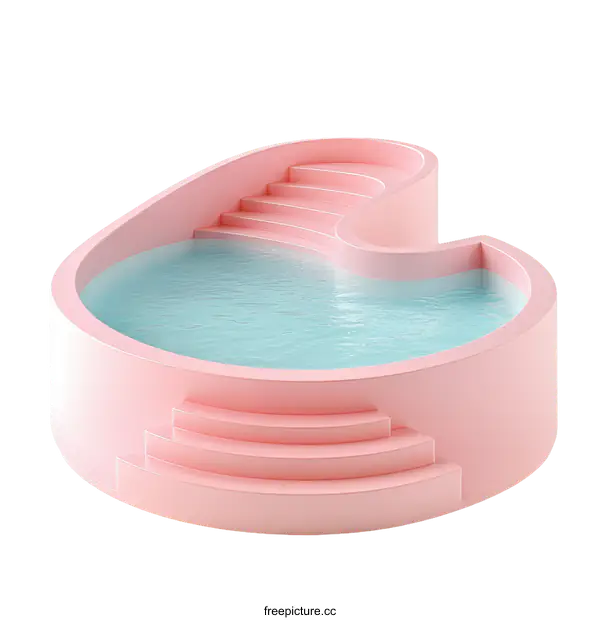 [Transparent Background PNG]Pink Minimalist Pool Design Illustration