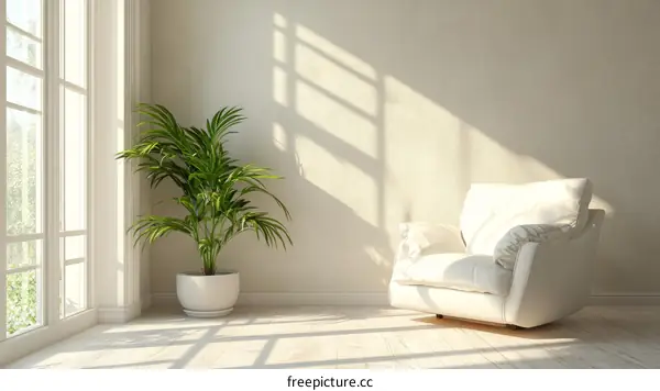 Modern Interior Design with Sunlight and Plant
