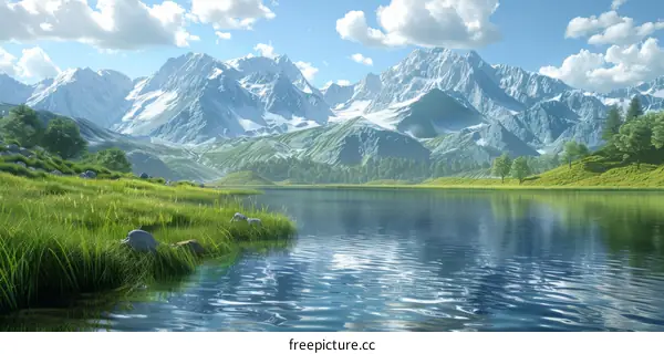 Serene Mountain Lake Landscape