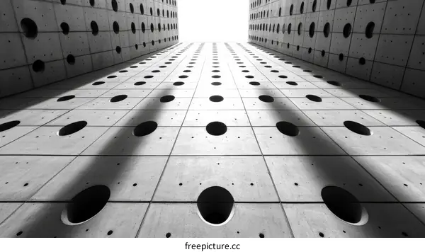 Abstract Perspective of Perforated Concrete Architecture
