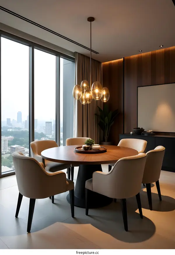 Modern Dining Room With City View