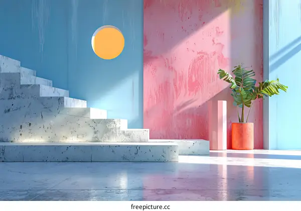 Modern Minimalist Stairway Interior Design Illustration