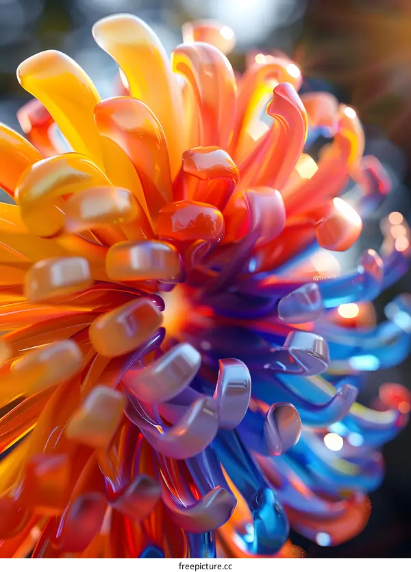 Abstract Glass Flower Sculpture