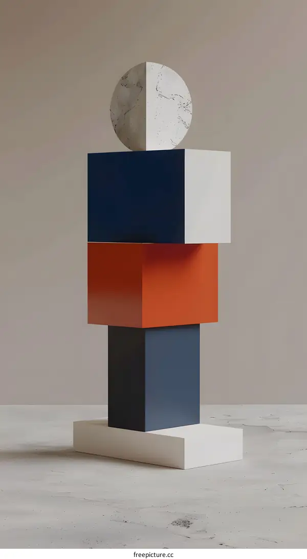 Abstract Minimalist 3D Geometric Shapes Art