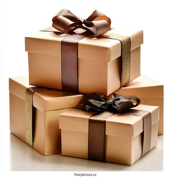 Stacked Gift Boxes with Ribbons and Bows