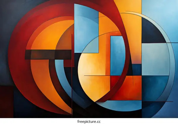 Geometric Abstraction with Blue and Orange