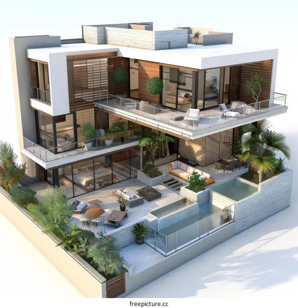 Modern Multi-Level House Exterior Design